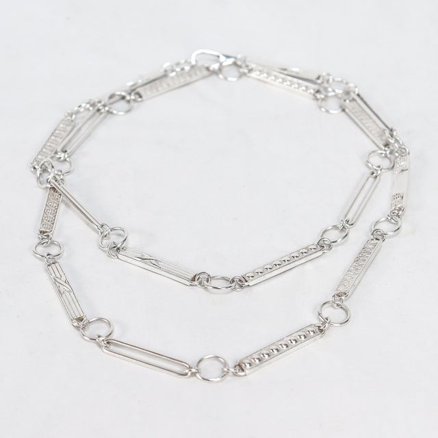 Signed Modern Christofle 38" Sterling Silver Rope Length Link Necklace For Sale - Image 10 of 15