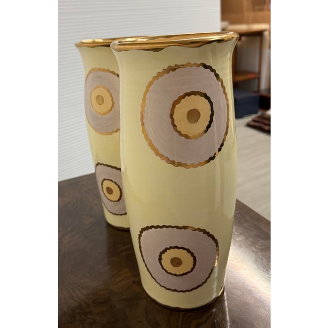 Ceramic Sylvia Corrette Ceramic Bullseye Vases, Pair For Sale - Image 7 of 12