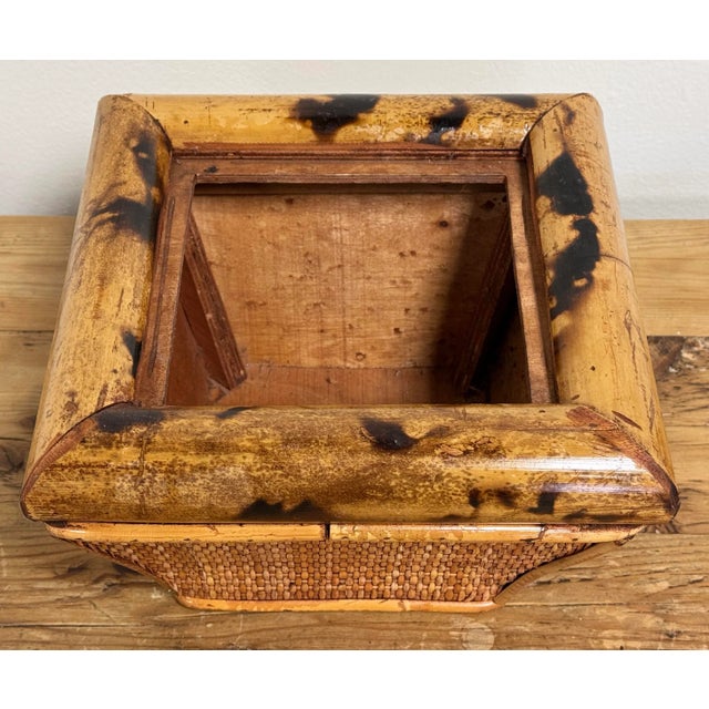 Late 20th Century Vintage Scorched Bamboo and Cane Planter For Sale - Image 5 of 7