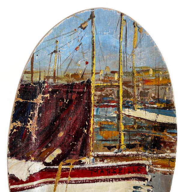 "Le Port De Marseille" Original Custom Painted Plate Installation - Set of 4 For Sale - Image 9 of 16