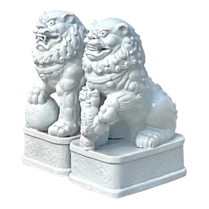Vintage Asian Glazed Ceramic Foo Dogs - a Pair