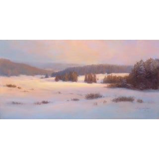 Twilight Approaches by Rob Alexander | Oil on birch wood panel Winter landscape with trees and snow. For Sale