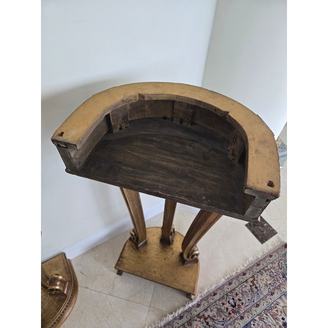 Pair of French Louis 16th Style Giltwood Rouge Marble Top Corner Tables - A Pair For Sale - Image 11 of 14