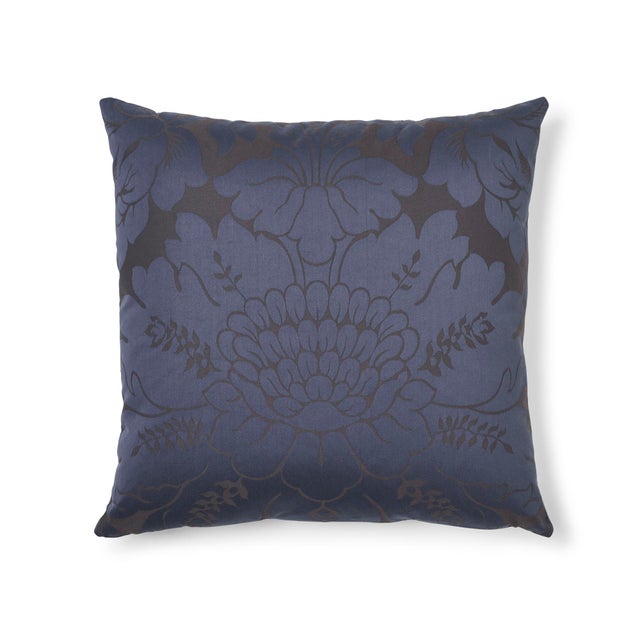 Schumacher Maggiore Damasco Pillow in Midnight For Sale In Charlotte - Image 6 of 7