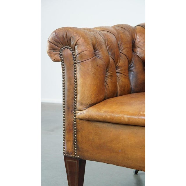 Antique Chesterfield Club Chair in Sheepskin For Sale - Image 10 of 15