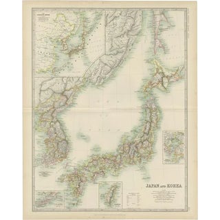 Antique Map of Japan and Korea by Johnston, 1909 For Sale