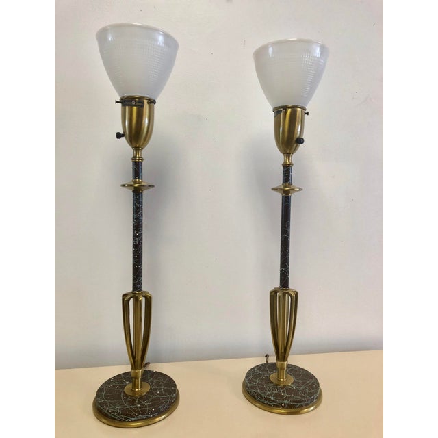 Rembrandt Mid-Century Brass Torchiere Table Lamps - a Pair ...