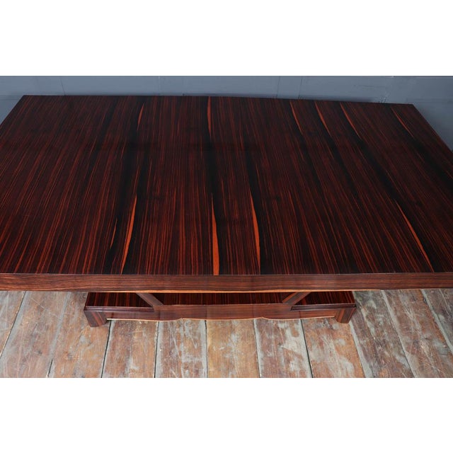 1930s Art Deco Macassar Ebony Dining Table with End Drawers, 1930 For Sale - Image 5 of 17