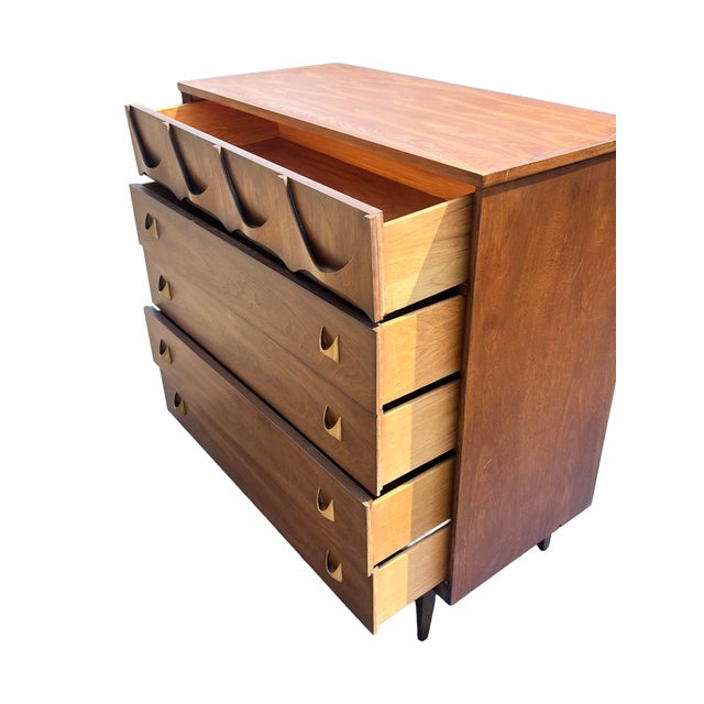 Brown Broyhill Brasilia Tall Dresser Highboy in Vintage Mid Century Modern Style, Attributed For Sale - Image 8 of 12