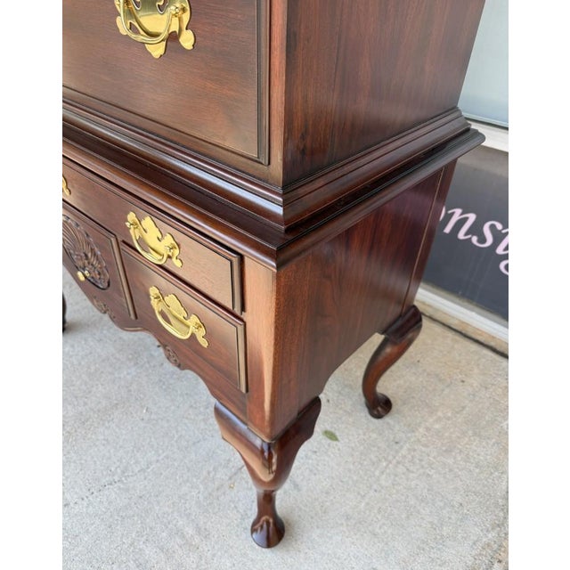 Brown 1990s Henkel Harris Solid Mahogany Highboy Model No. 145, 146, and 147 For Sale - Image 8 of 18