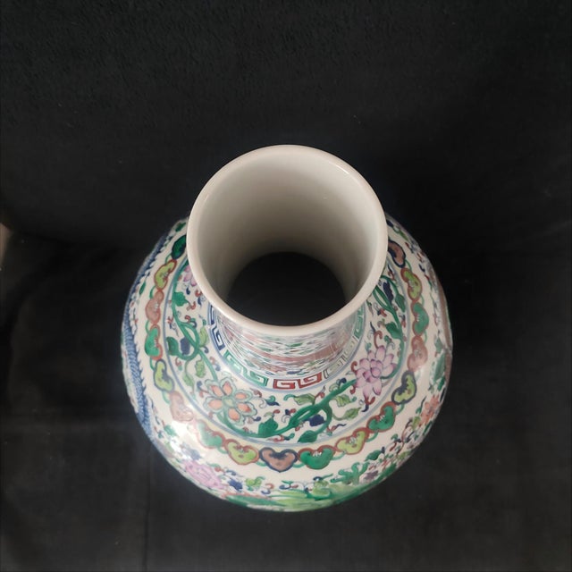 Chinese Ceramic Vase,Qianlong Marked Blue and White Porcelain Tianqiu Vase Hand Painted Dragon Pattern For Sale - Image 9 of 13