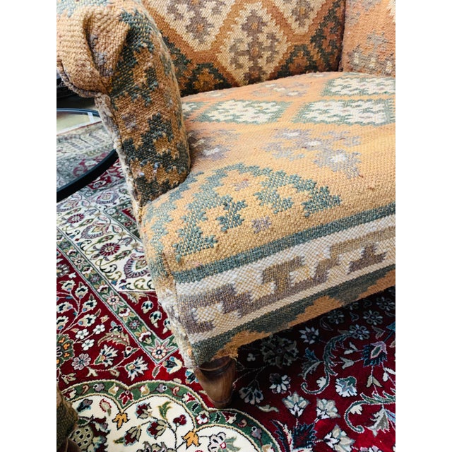 Kilim Upholstered Arm Chairs a Pair Chairish