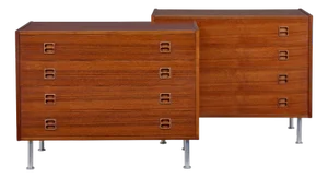 Danish Teak Chest of Drawers, 1970s, Set of 2