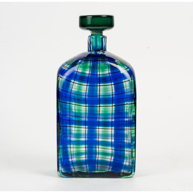 Blue Tartan Bottle by Barovier and Toso for Christian Dior, 1970 For Sale - Image 8 of 8