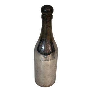 Silver Plated and Brass Shaker Presenting a Champagne Bottle. French. Circa For Sale