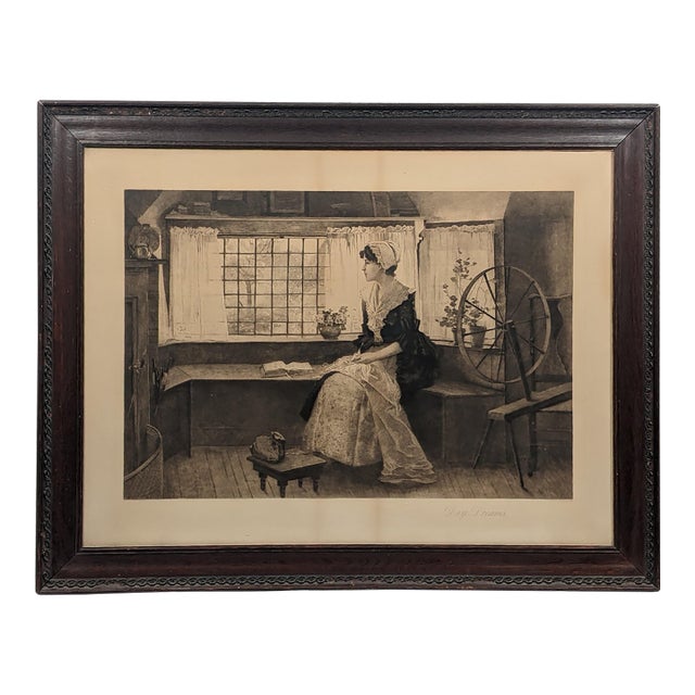 1888 Day Dreams Oversized Framed Etching – William Sartain & Percy Moran For Sale