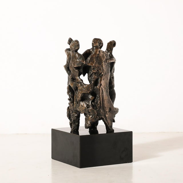 1960s Mid-Century Original Bronze Sculpture, Figures in Hora Dance Signed Chaim Gross For Sale - Image 5 of 13
