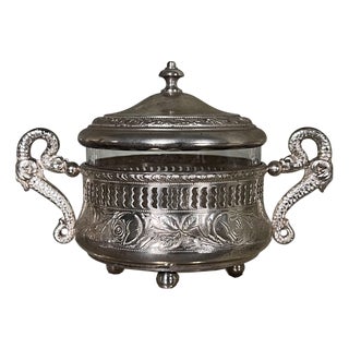 Art Nouveau Silver-Plated Sugar Bowl with Lid by G.Galbiati, Italy, 1890s For Sale
