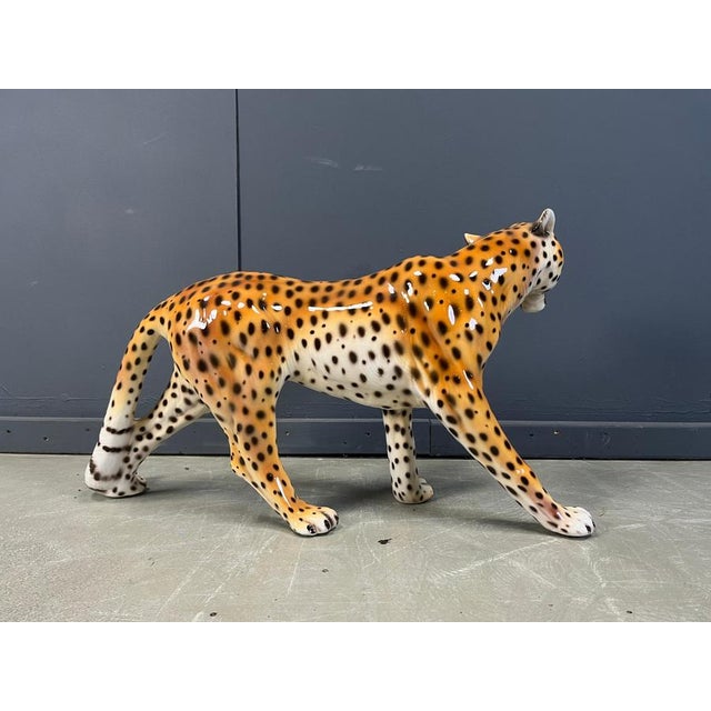 1960s Large Italian Ceramic Leopard Statue, 1960s For Sale - Image 5 of 13