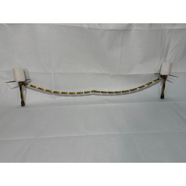 Two Arm Mantel Brass Candelabra For Sale - Image 4 of 5