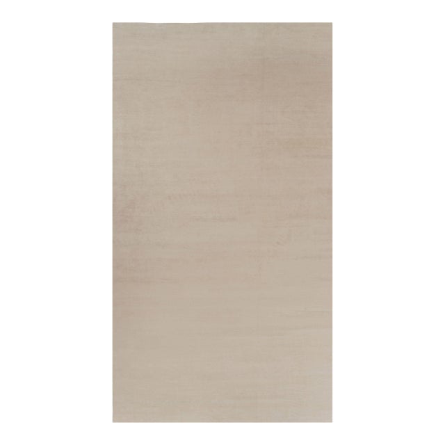 Rug & Kilim’s Oversized Modern Textural Rug in Beige and Cream Striae - 11x20 For Sale