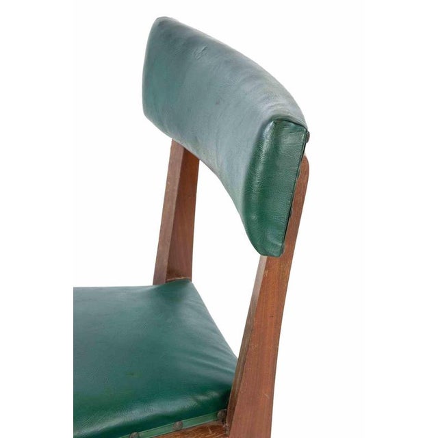Vintage Italian Armchair and Chairs in Wood and Faux Leather, 1950s, Set of 3 For Sale - Image 4 of 9