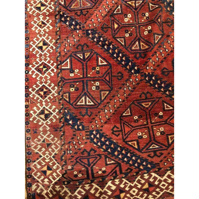 Red Blue White Geometric Rug, 1870s For Sale - Image 9 of 18