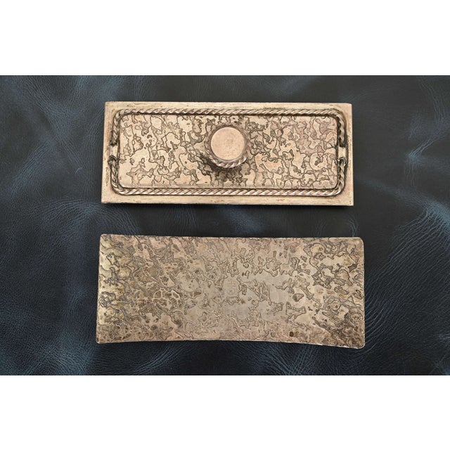 Metal Roycroft Arts & Crafts Silver Finished Hammered Copper Rocker Blotter For Sale - Image 7 of 10