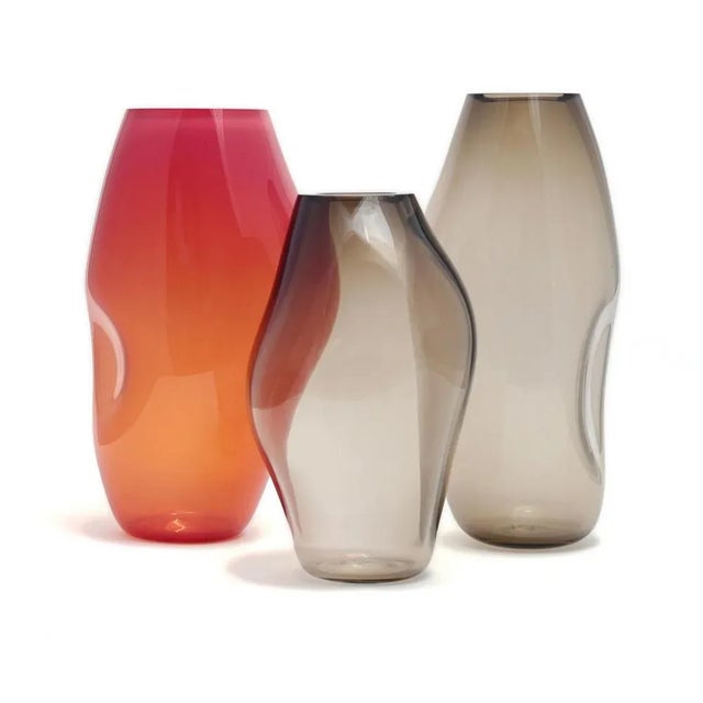 Glass Supernova Iv Silver Smoke M/L Vases by Eloa, Set of 2 For Sale - Image 7 of 9