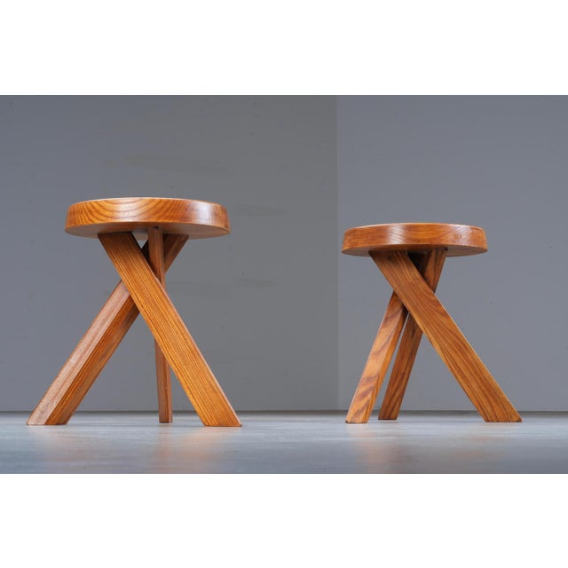 Set of Elm S13A Stools attributed to Pierre Chapo, France, 1970s For Sale - Image 11 of 13