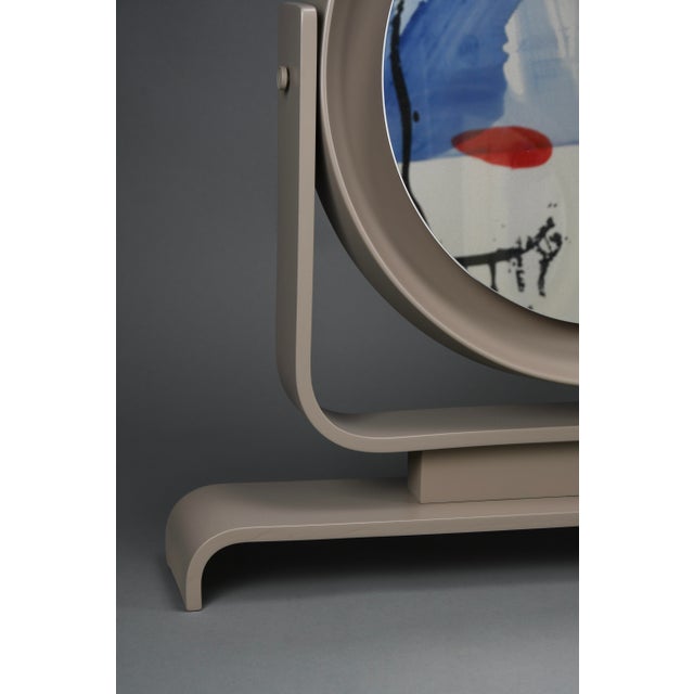 1980s Postmodern Italian Vanity Mirror in Taupe Lacquered Wood, 1980s For Sale - Image 5 of 15