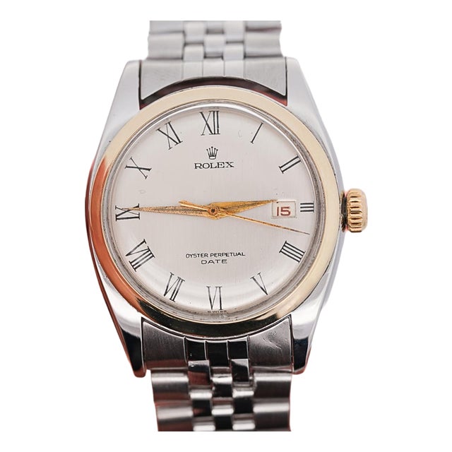 Vintage Rolex Oyster Perpetual Date Two-Tone Steel & Gold Jubilee Bracelet Watch For Sale