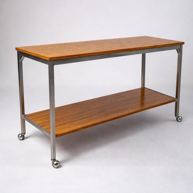 Mid-Century Drinks Trolley in Walnut & Chrome For Sale - Image 9 of 13