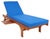 2020s Newport Chaise Lounge Chair with Side Table, Natural/Royal Blue Cushion For Sale - Image 5 of 13
