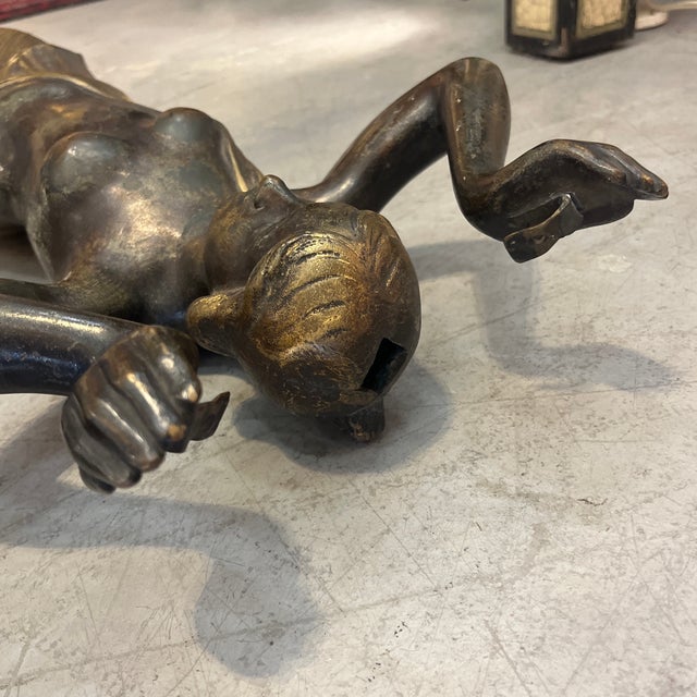 Mid 20th Century 29.5" Tall Art Deco Classical Bronze Maidens Statues Sculptures - Set of 2 For Sale - Image 9 of 12