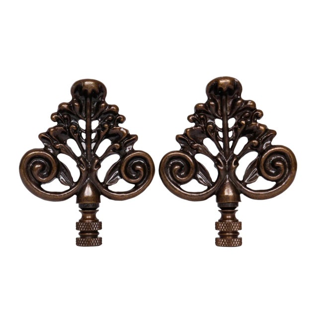Antiqued Brass Lamp Finials - a Pair For Sale - Image 4 of 4