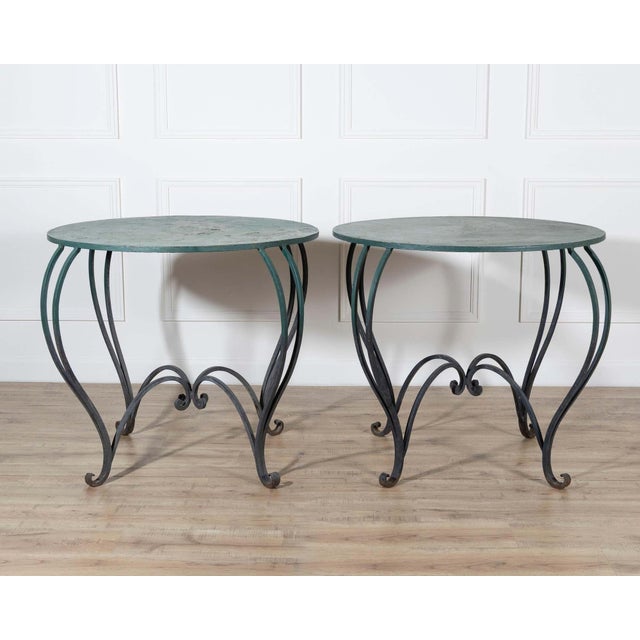 Pair of Late 19th / Early 20th-Century Lacquered Iron Round Tables For Sale In Atlanta - Image 6 of 11