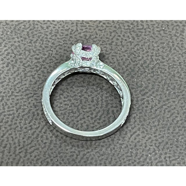 1 Ct Natural Pink Sapphire & 1.25 Ct Diamond Ring in Platinum For Sale - Image 10 of 18