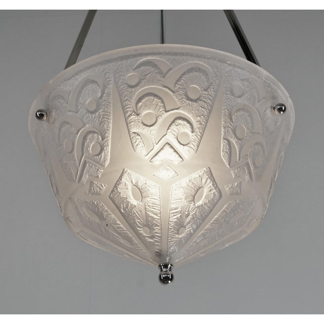 French Art Deco Pendant Light by Daum 1930 France For Sale - Image 9 of 14