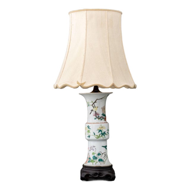 Chinese Famille Rose Gu Vase Mounted as a Lamp For Sale
