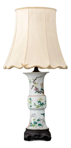 Chinese Famille Rose Gu Vase Mounted as a Lamp
