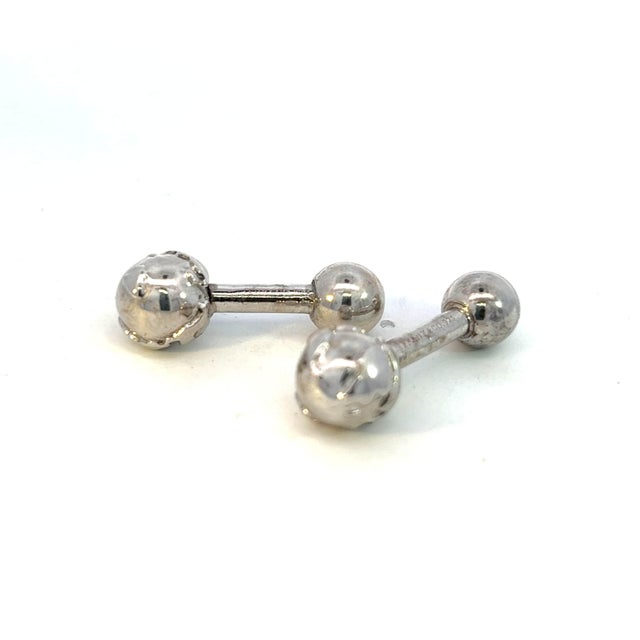 Traditional 1990s Pair of Tiffany & Co Estate Globe Cufflinks Sterling Silver For Sale - Image 3 of 6