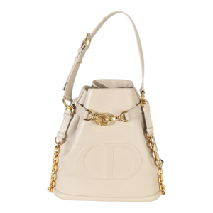 Beige Calfskin CD Embossed Medium Cest Bucket Bag