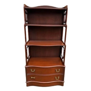 Vintage Chippendale Carved Mahogany Fretwork Open Bookcase / Bookshelf For Sale