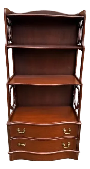 Vintage Chippendale Carved Mahogany Fretwork Open Bookcase / Bookshelf