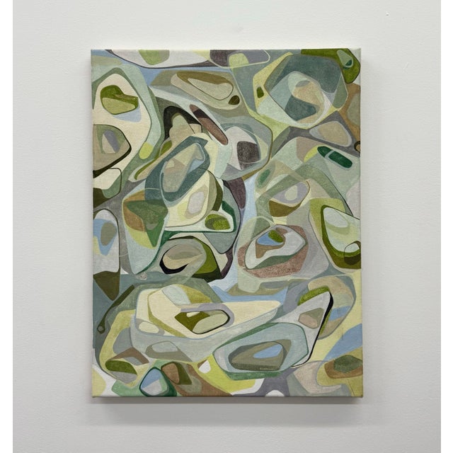 Contemporary Biomorphic Signed Abstract Painting on Canvas For Sale In West Palm - Image 6 of 6
