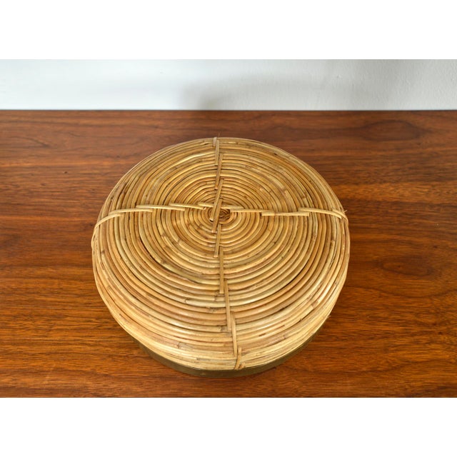 Rattan, Cane and Brass Basket by Vivai Del Sud, Italy, 1970s For Sale - Image 10 of 12