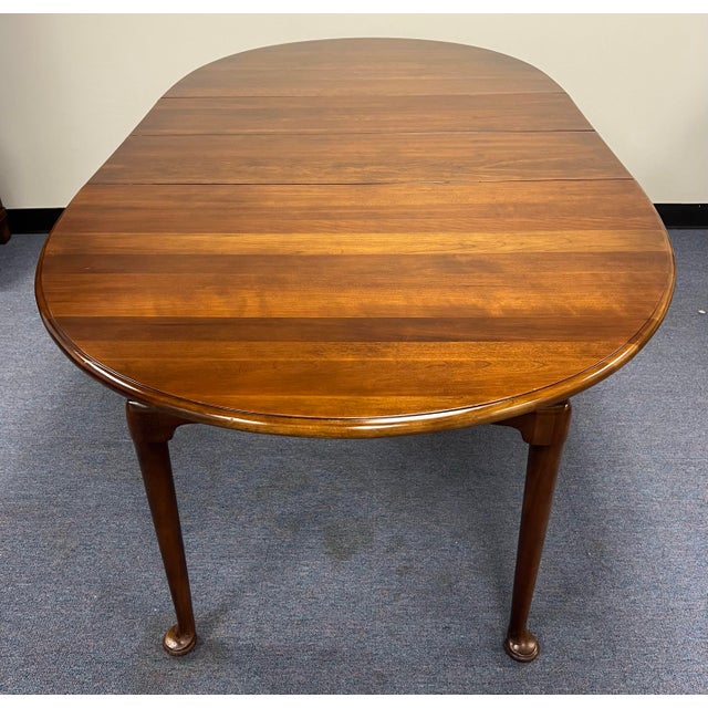 Statton Queen Anne Oldtowne Cherry Extension Dining Table For Sale - Image 9 of 11