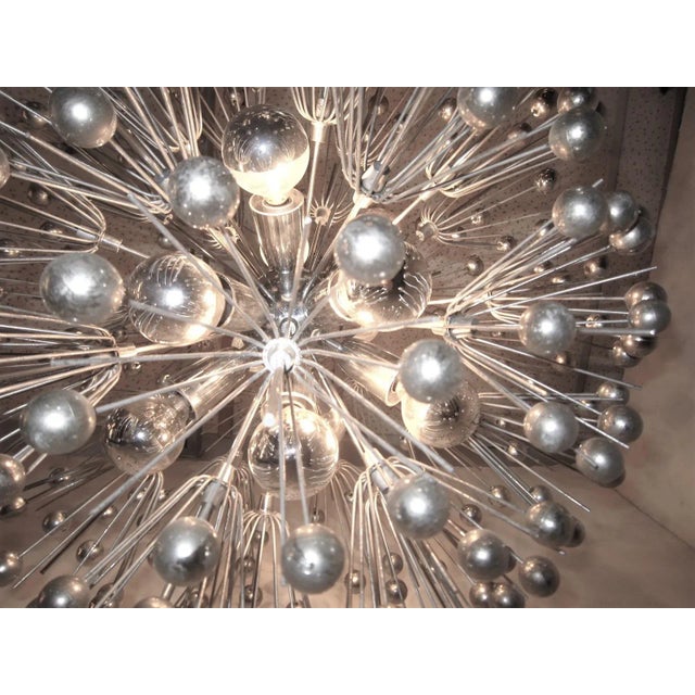 1970s Pair of Mid-Century Sputnik Snowflake Chandeliers in Nickel, Emile Stenjar For Sale - Image 5 of 12
