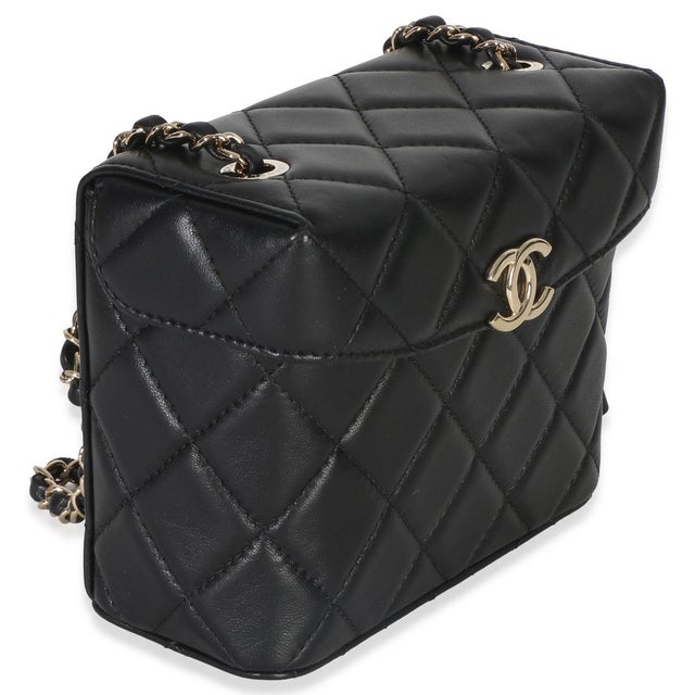 Contemporary Black Quilted Lambskin Small Secret Box Bag For Sale - Image 3 of 9